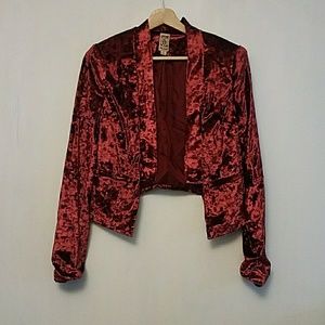 Decree | Red Crushed Velvet Blazer